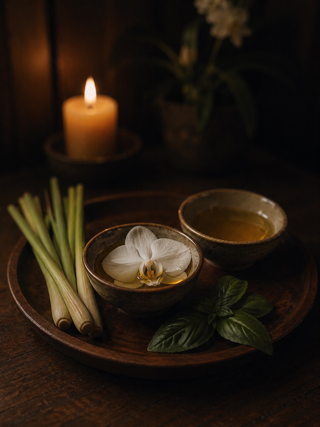 Aromatherapy oil massage with essential oils